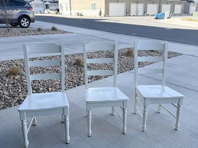 Three White Dining Chairs