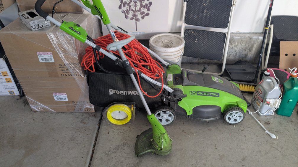 Greenworks Corded Mower and Trimmer Set