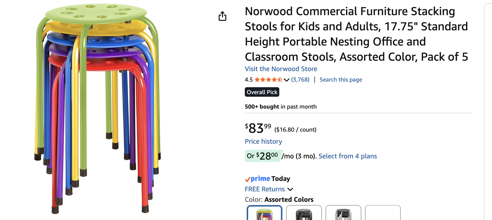 Colorful Stools for Classroom