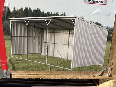 SUNTOP SC2712 Unused 27ft x 12ft All-Steel Livestock Metal Shed - Cream, Galvanized, Corrosion Resistant