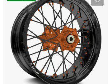 Warp 9 Elite Supermoto Comp Wheels 17-inch DOT Compliant Black/Orange - Pair