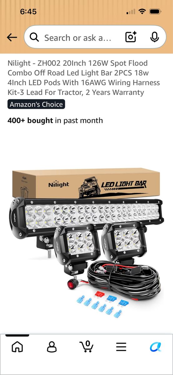 Nilight 20" Spot Flood Combo Off Road LED Light Bar & 2PCS 4"Pods