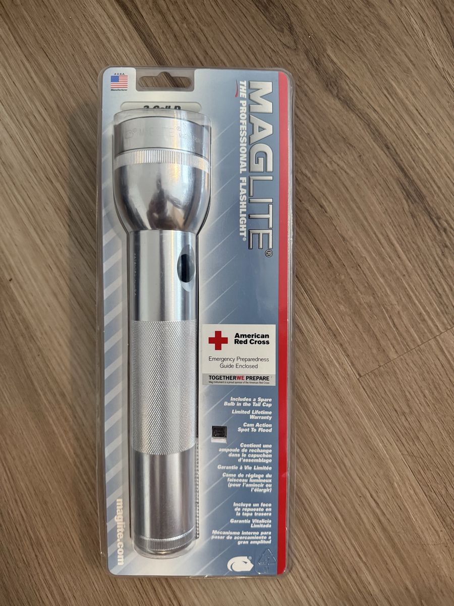 Maglite 'The Professional Flashlight' - American Red Cross Edition w/ Spare Bulb & Lifetime Warranty
