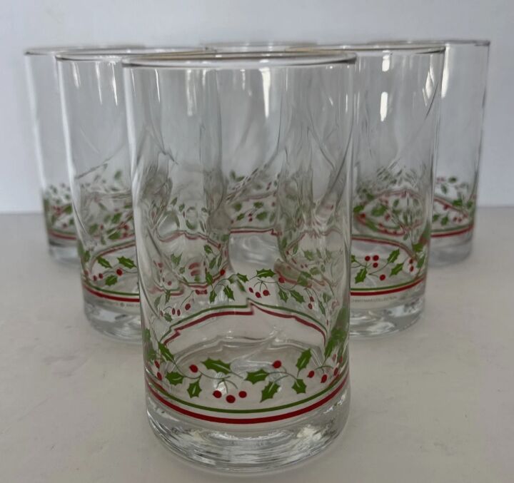 Vintage gold rimmed Christmas glasses