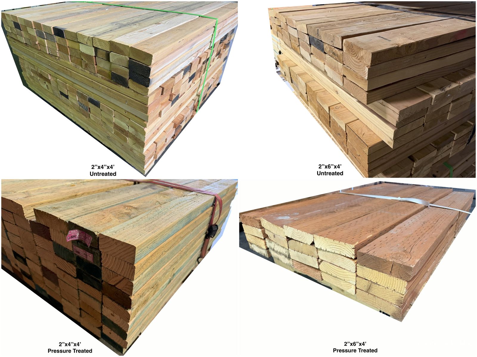 SAVE 50%+! New 4' Long Dimensional Lumber - Untreated & Pressure Treated - 2x4, 2x6, 2x8, 2x10 - Great for Projects, Stickers