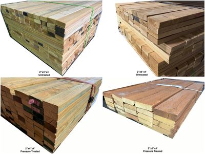 SAVE 50%+! New 4' Long Dimensional Lumber - Untreated & Pressure Treated - 2x4, 2x6, 2x8, 2x10 - Great for Projects, Stickers