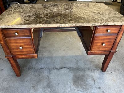Solid Wood Executive Desk with Stone Top