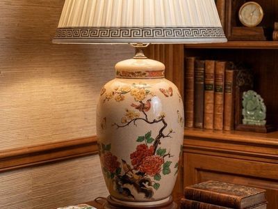 Vintage Chinoiserie Hand Painted Ginger Jar Lamp