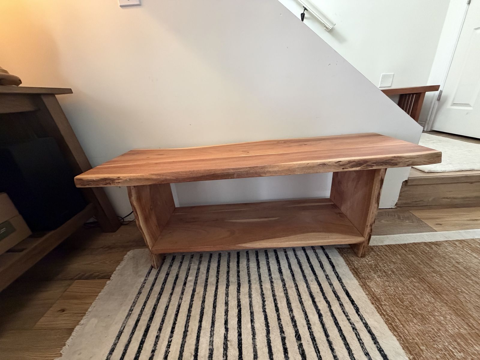 Rustic Live Edge Wood Accent Bench/Console Table with Storage
