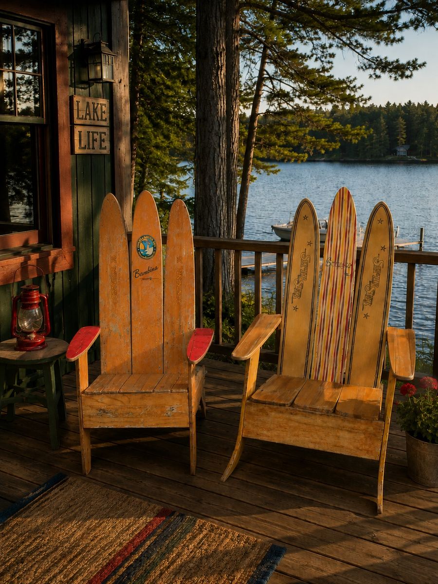 Pair Of Mid Century Water Ski Chairs-Lund, Avanti,  And Cypress Gardens