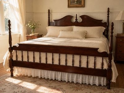Vintage Solid Wood King Four Poster Bed – Traditional Victorian Style
