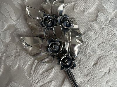 Large Sterling Silver Flower Pin - Early 1940's-Antique