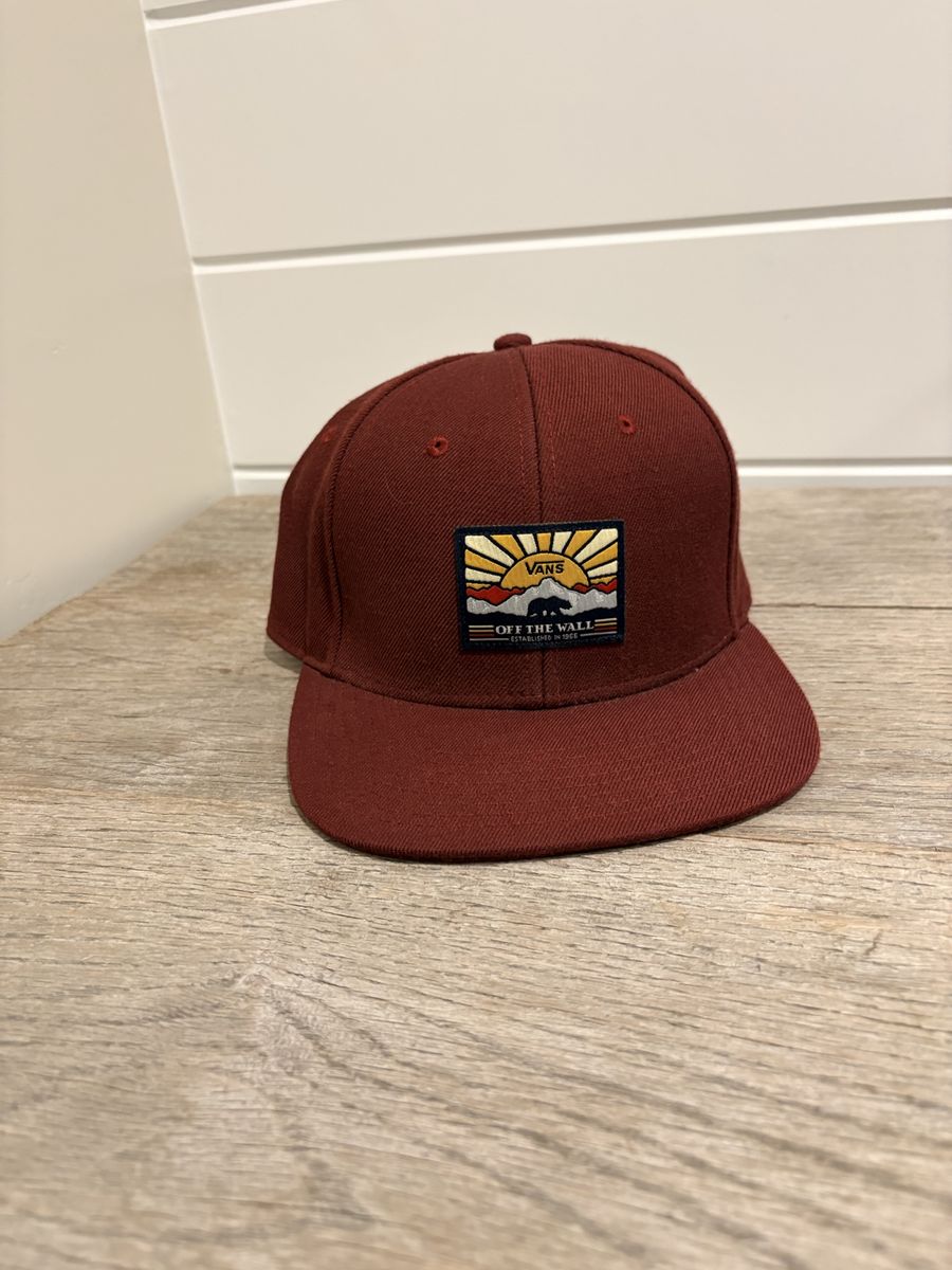 Vans Off The Wall Maroon Bear Mountain Patch Snapback Hat