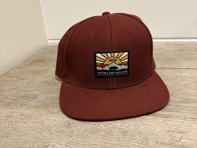 Vans Off The Wall Maroon Bear Mountain Patch Snapback Hat