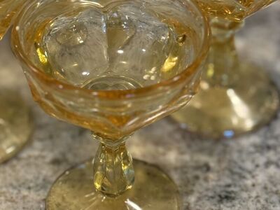 Antique Yellow Amber Coupe Champagne Glasses 5