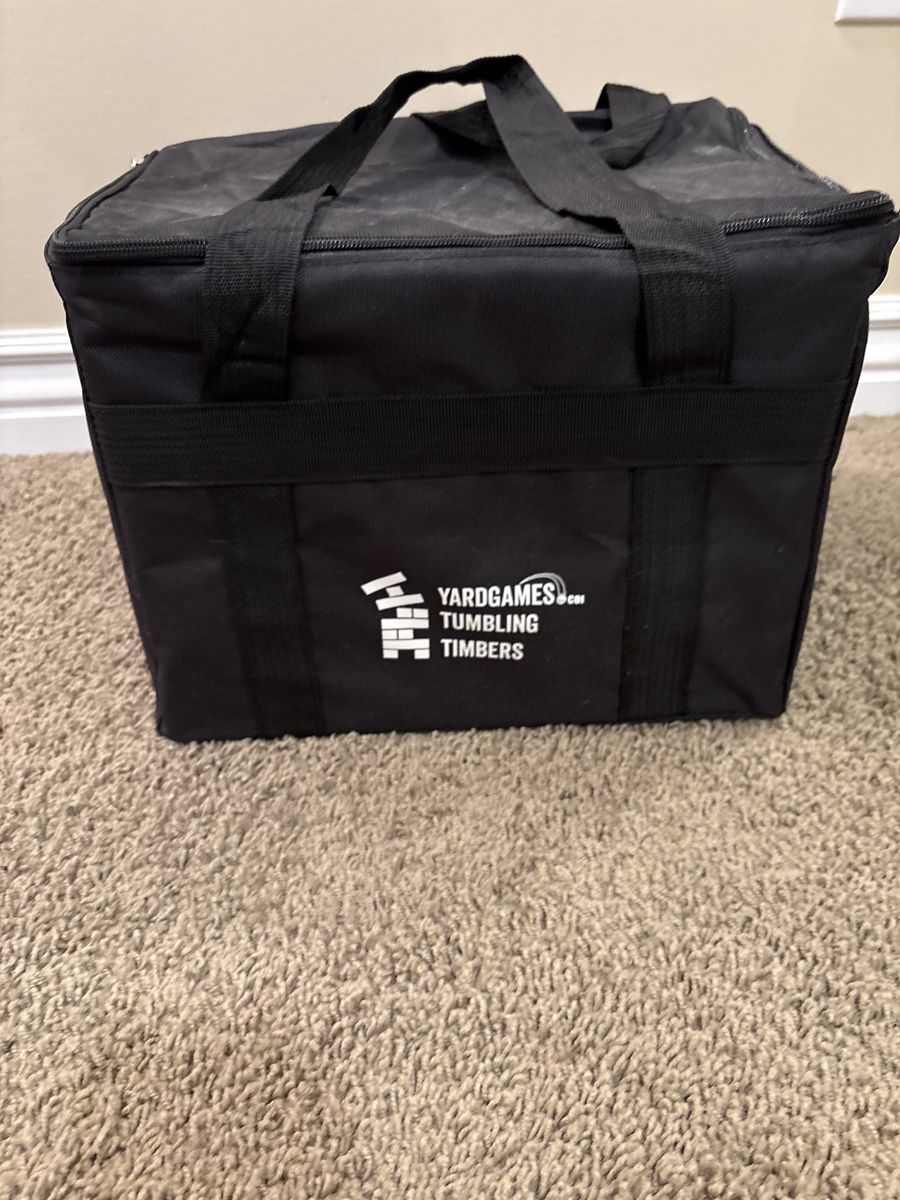 YardGames.com Tumbling Timbers Giant Wooden Block Stacking Game with Black Carry Bag - Complete