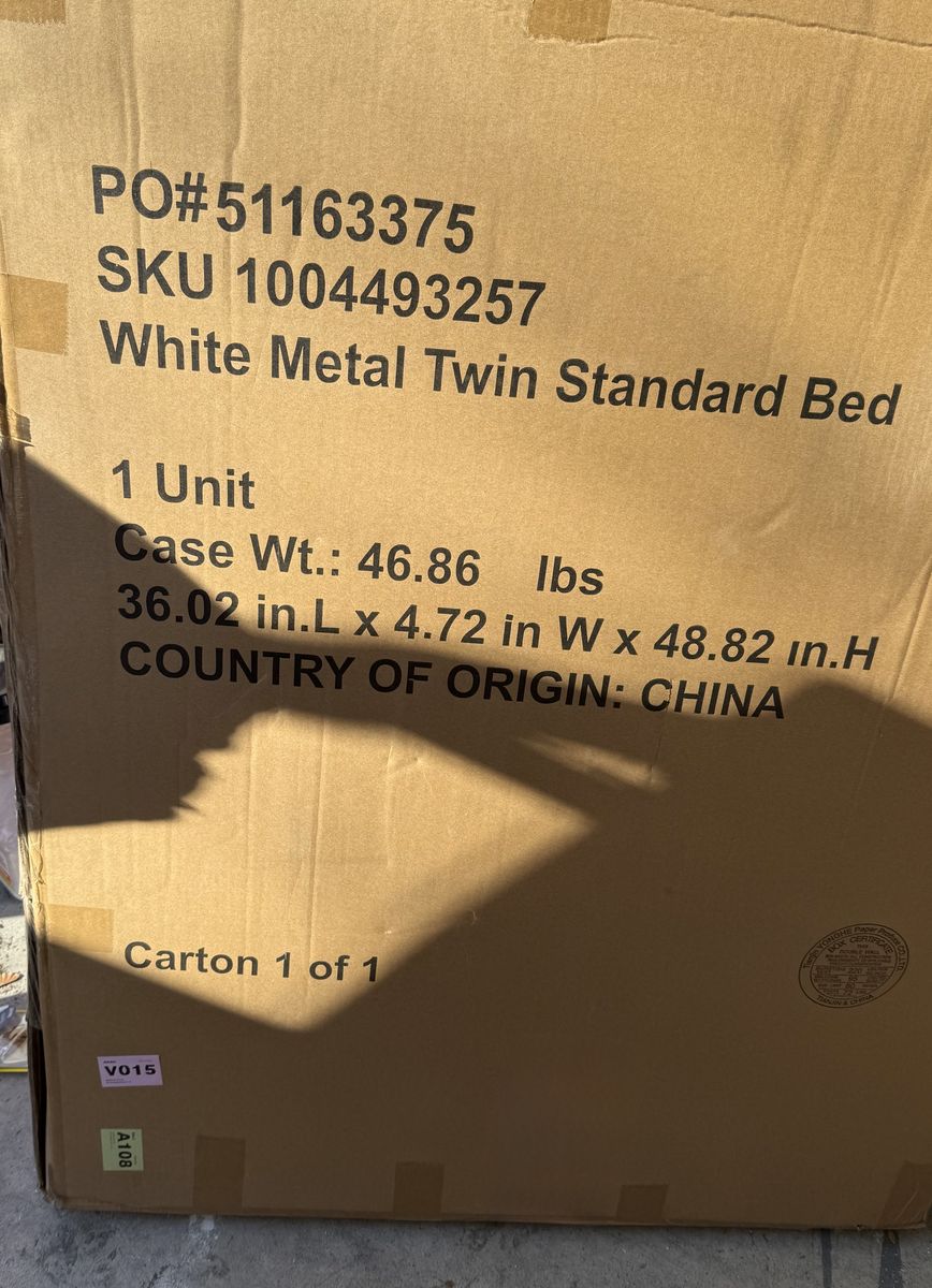 New In Box White Metal Twin Standard Bed Frame
