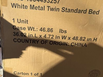 New In Box White Metal Twin Standard Bed Frame