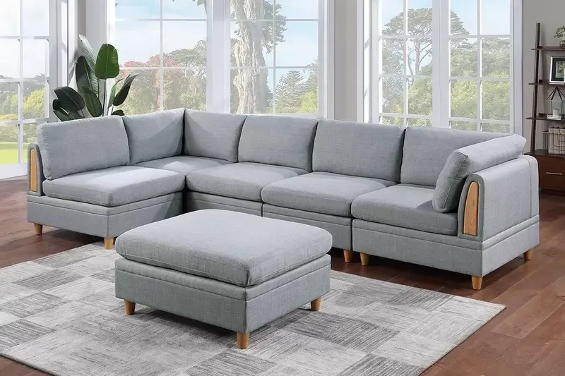 NEW Mid Century SECTIONAL with OTTOMAN and PILLOWS