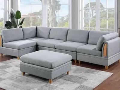 NEW Mid Century SECTIONAL with OTTOMAN and PILLOWS