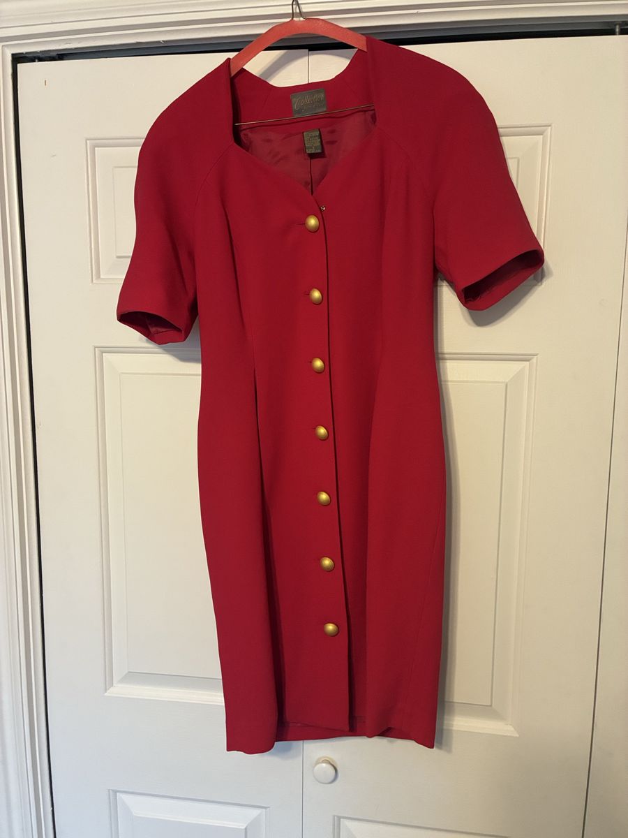 Vintage Pink Short Sleeve Button Front Dress Size