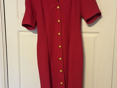 Vintage Pink Short Sleeve Button Front Dress Size