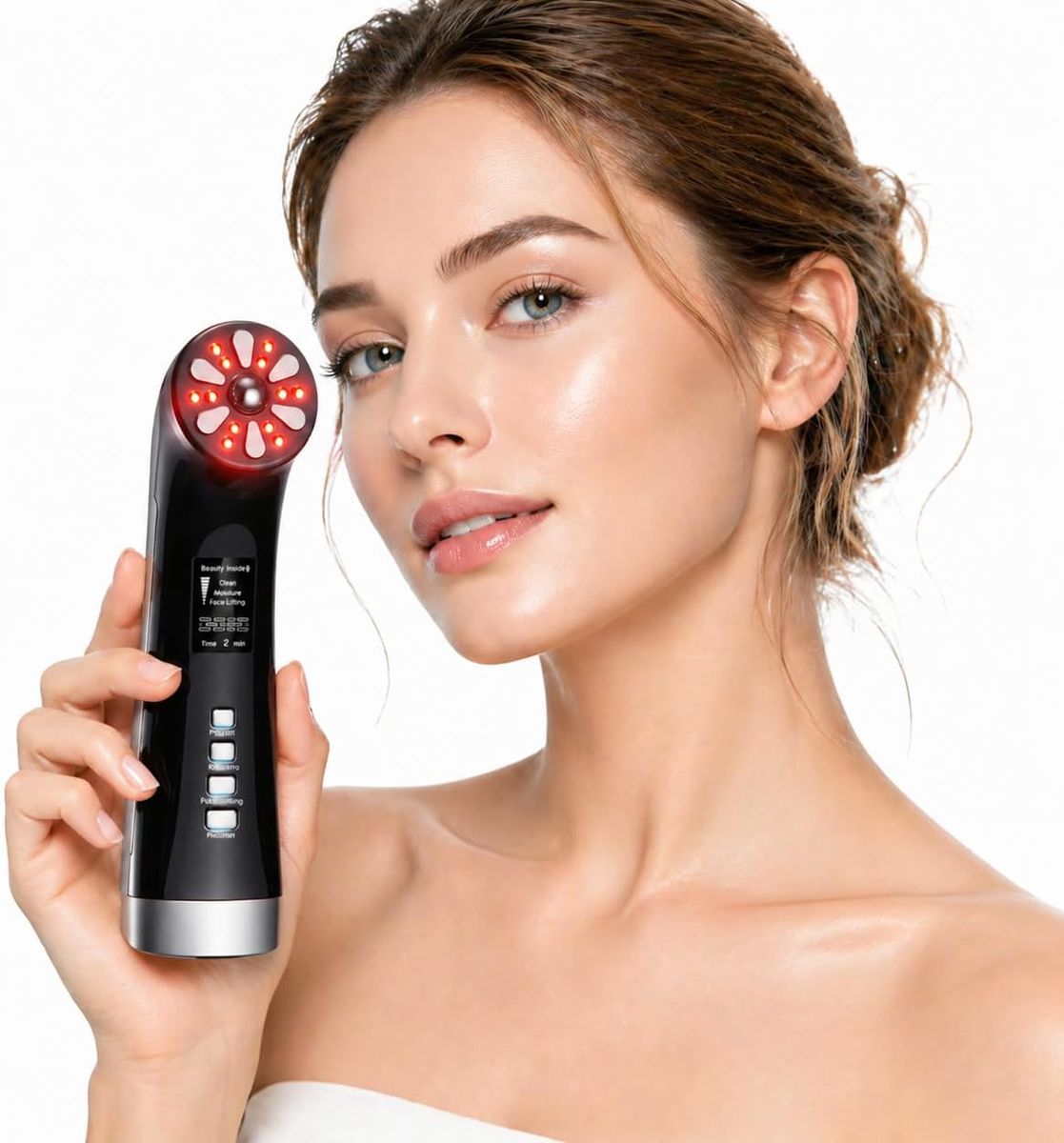 NEW 4-in-1 Facial Massager for Face & Neck, Red Light Skincare Device for Puffiness & Fine Line Care, At-Home Beauty Tool