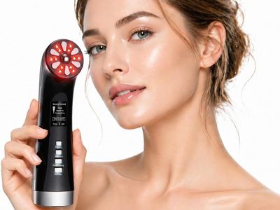 NEW 4-in-1 Facial Massager for Face & Neck, Red Light Skincare Device for Puffiness & Fine Line Care, At-Home Beauty Tool
