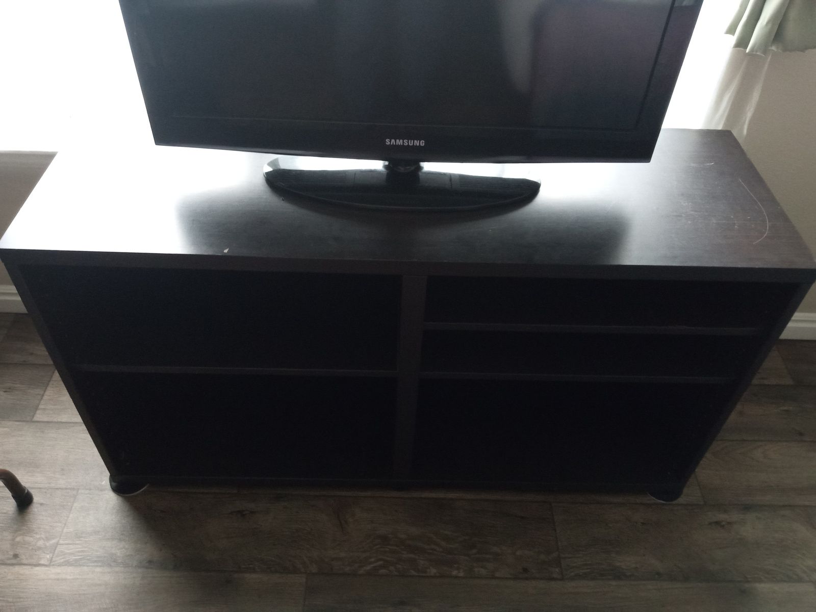 TV bench television stand shelf Media stand black around 4 feet by 151/2" wide and 26" high