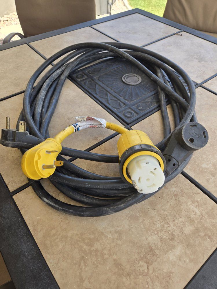 Heavy Duty RV Extension Cord with 50 Amp to 30 Amp Adapter, 30 ft