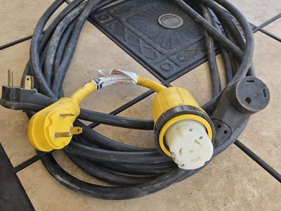 Heavy Duty RV Extension Cord with 50 Amp to 30 Amp Adapter, 30 ft