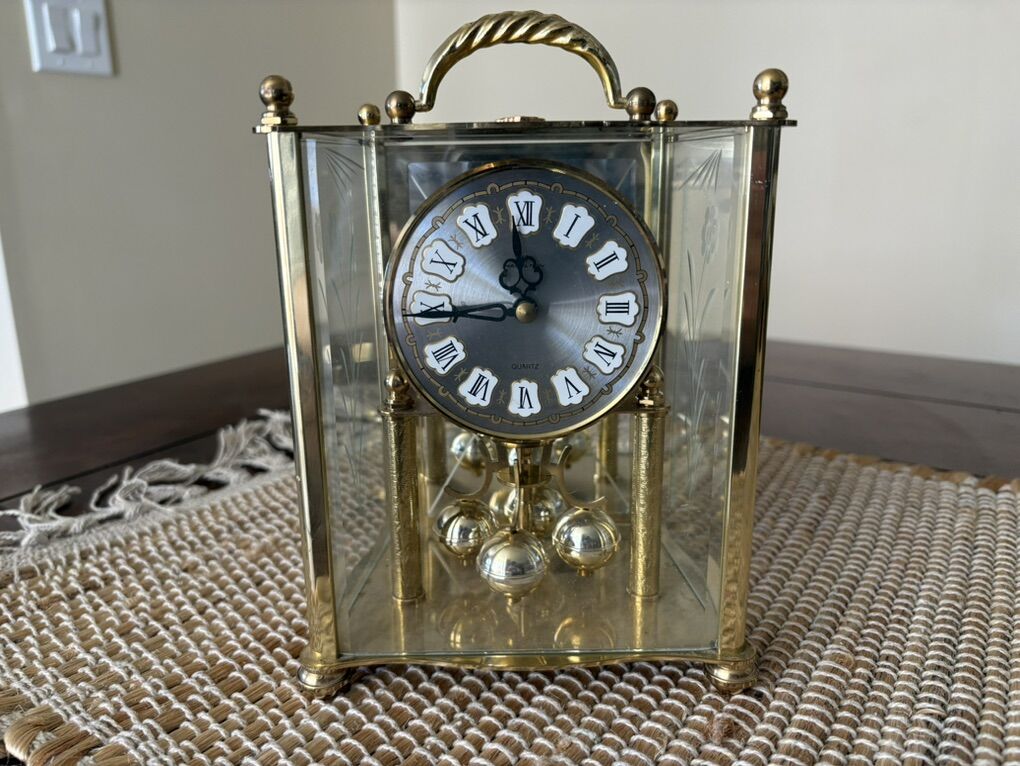 Hamilton Anniversary Carriage Clock W/Etched Glass