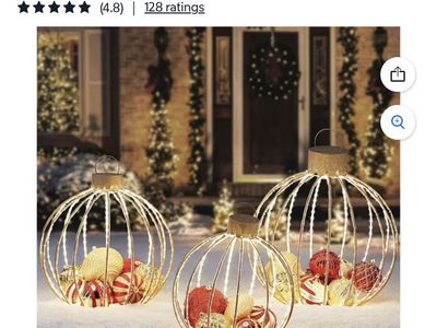 Member's Mark Pre-Lit Twinkling Ornament Decor 3pc Set