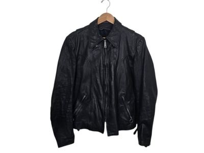 Vintage 1980s Men's Black Leather Jacket Talon Zip Removable Liner Moto Western