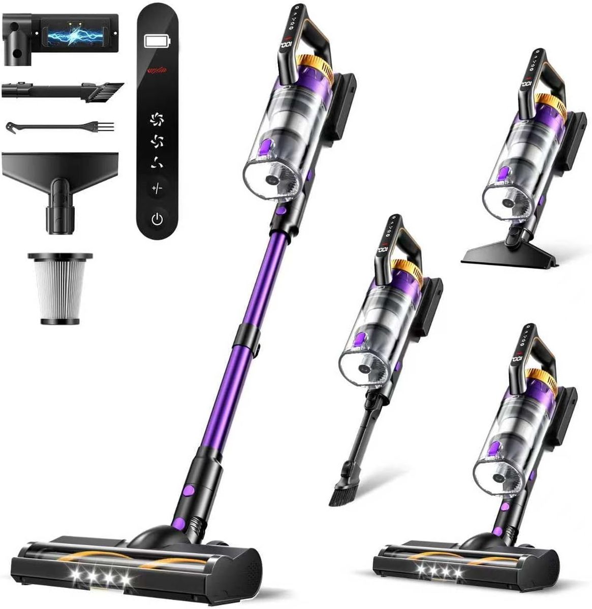 NEW Cordless Vacuum Cleaner, 580W/48Kpa 65 Min Runtime, Lightweight Wireless Vacuum with LED Headlights/Screen