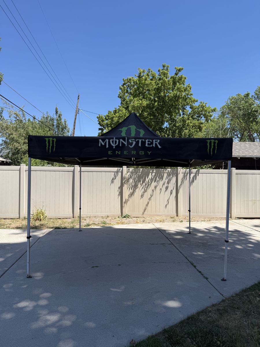 Monster Energy Pop-Up 10X10 Tent - Black & Green - Used Outdoor Shelter
