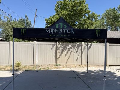 Monster Energy Pop-Up 10X10 Tent - Black & Green - Used Outdoor Shelter