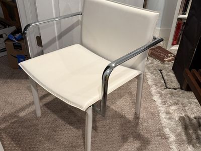 Modern Chrome and White Leather Chair from Los Angeles (CB2 West Elm style)