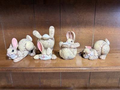 Easter Bunny Figurines, Set Of 4