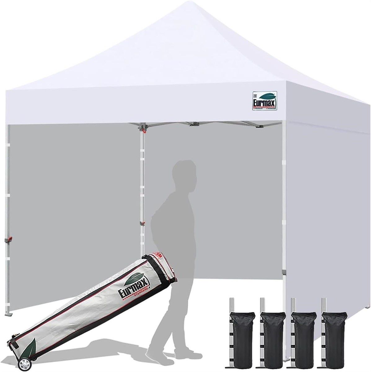 Eurmax 10x10 Pop Up Canopy Tent - White Commercial Instant Shelter w/ 3 Height Positions, UV Protection