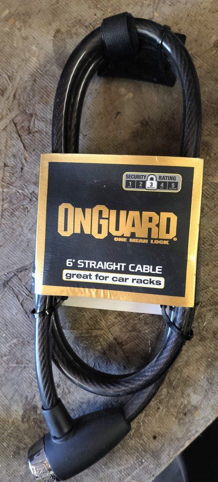 OnGuard 6ft x 12mm Straight Cable Lock for Bikes & Car Racks