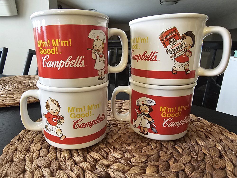 Vintage Campbell's Soup M'm! M'm! Good! Stacking Ceramic Mugs - Set of 4