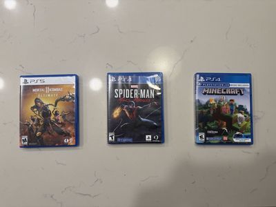 PS5 Mortal Kombat 11 Ultimate & PS4 Spider-Man Miles Morales, Minecraft VR - Like New, In Box Games