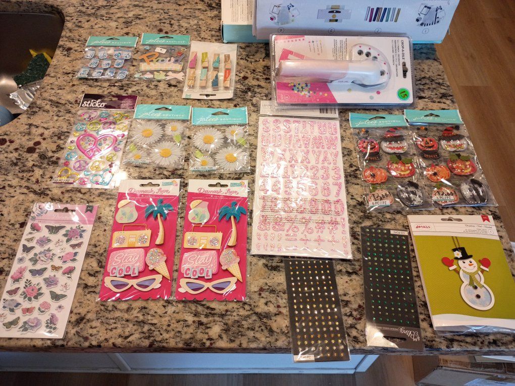 Huge Craft & Scrapbooking Lot: Minc Mini Foil Kit, EK Tools, Stickers, Embellishments & More!