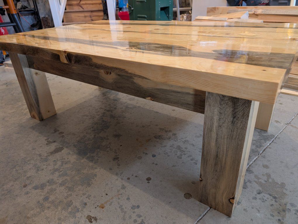 blue stain pine coffee table