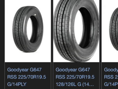 (6) each Goodyear RSS 225/70R19.5 tires