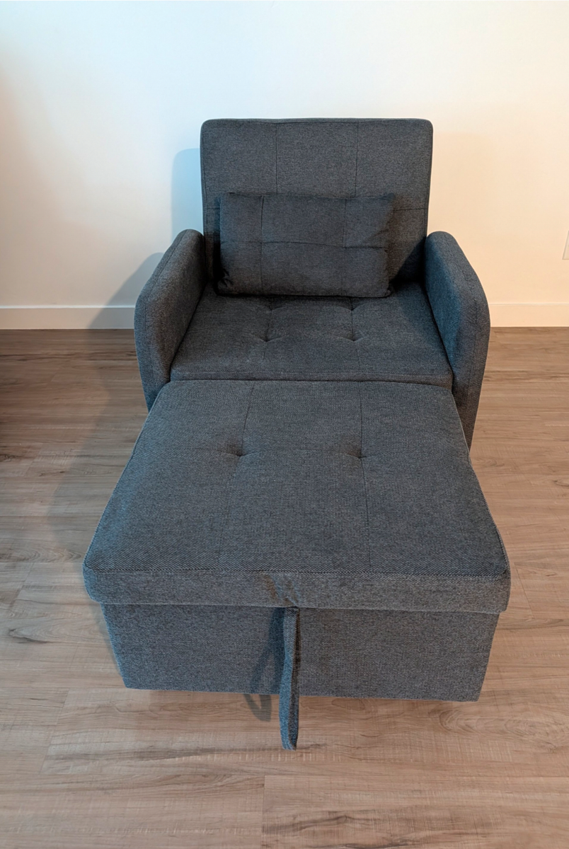 Convertible Sleeper Chair with USB and Tray.