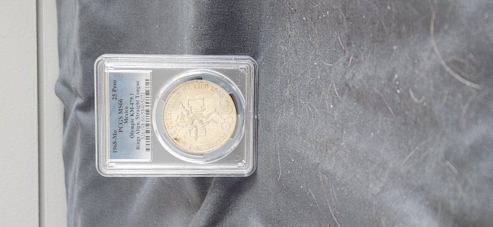 Silver 1968-Mo 25 Peso MS66 Mexico Olympic KM-479.1