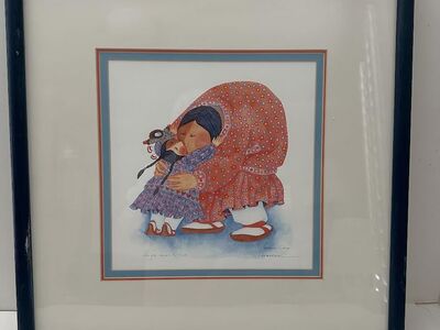 Barbara Lavallee Hugs and Kisses Art Print Signed Framed