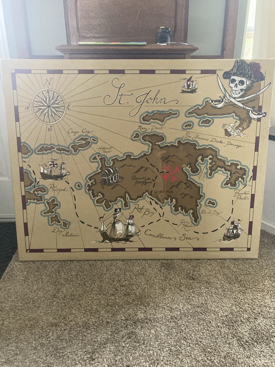 Kids Pirate Treasure Map Wall Art Decor